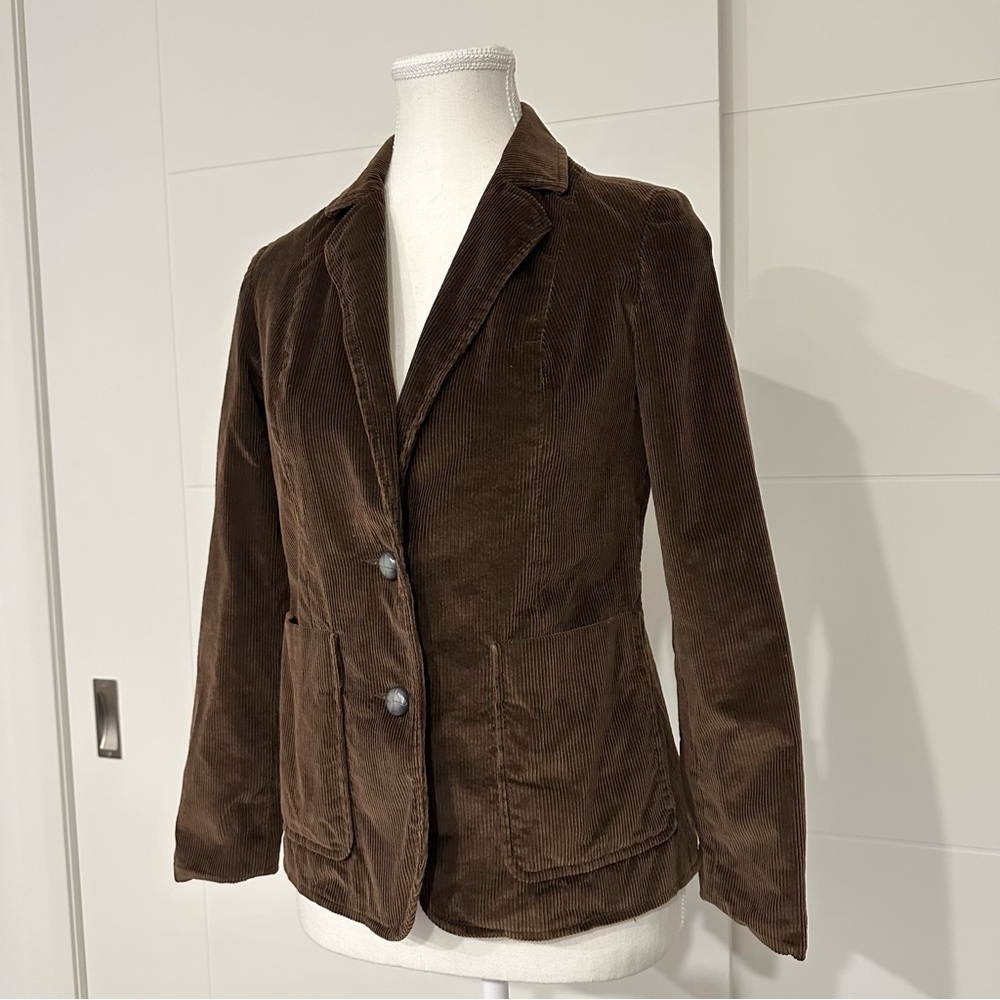 Alia | women's xsmall dark chocolate brown jacket blazer with buttons and pocket - Picture 3 of 7
